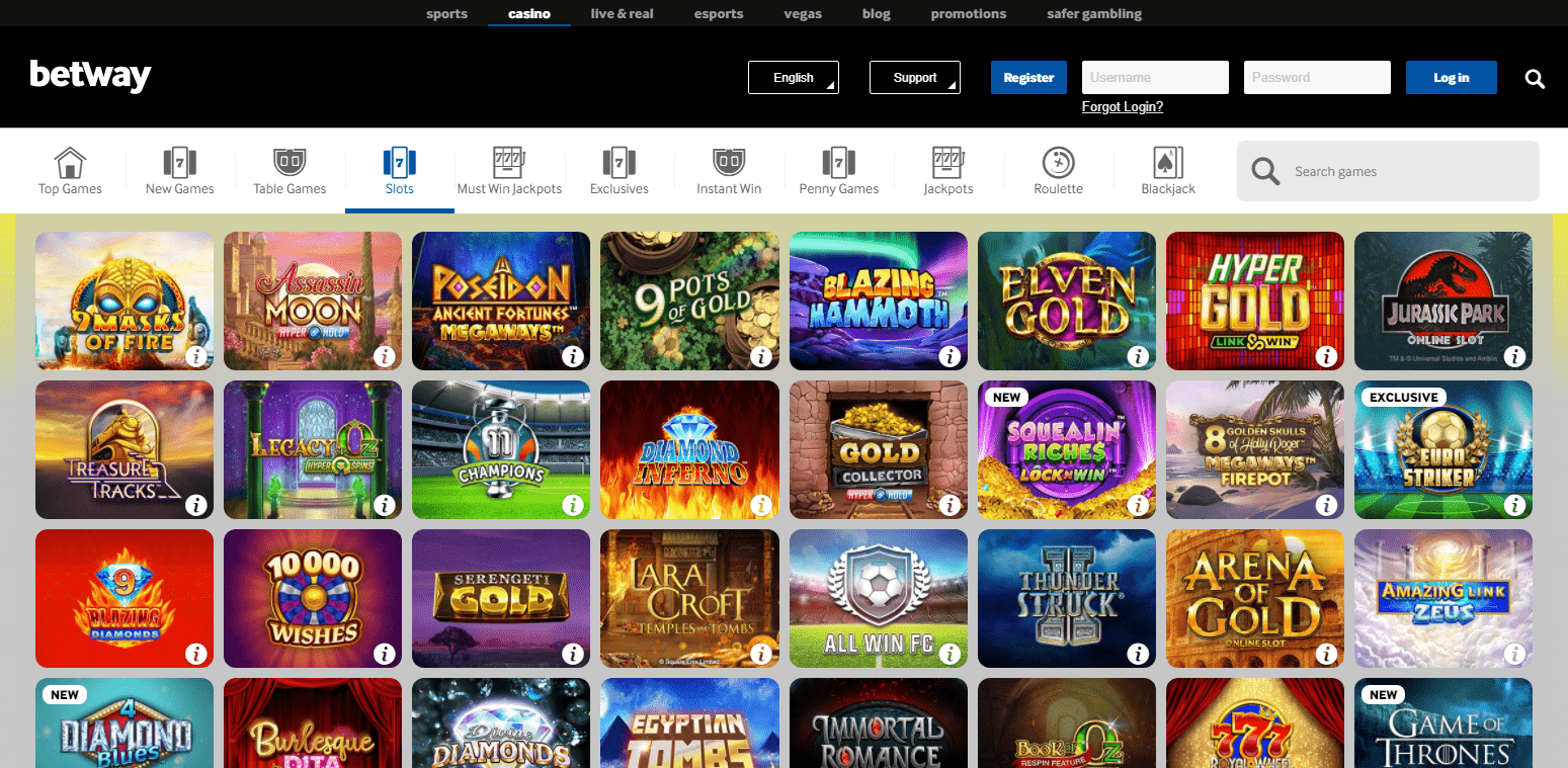 Betway Casino Gaming Selection