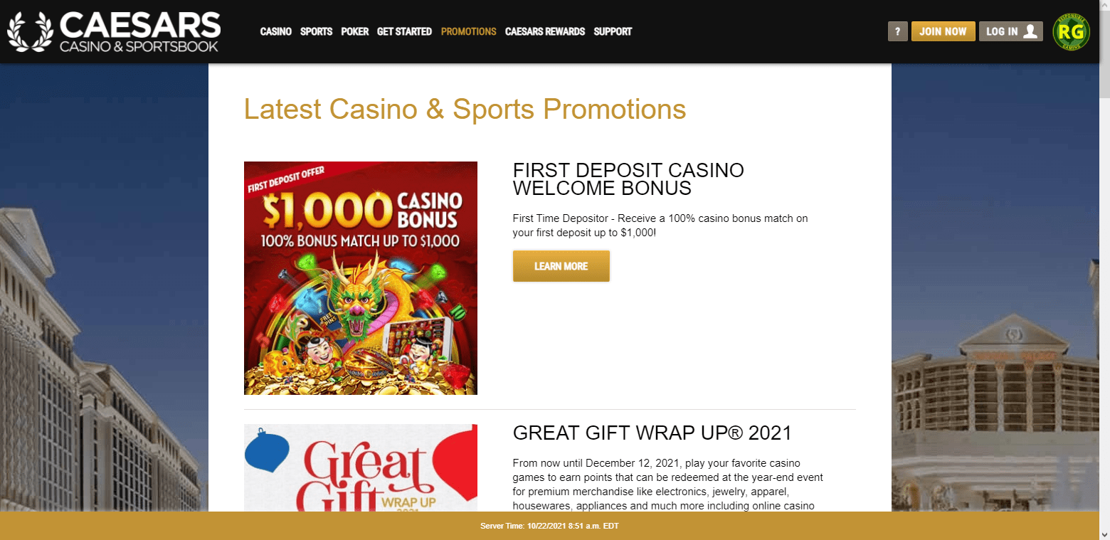 Caesar Casino Bonuses