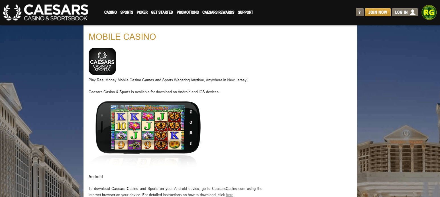 Caesar Casino Mobile version
