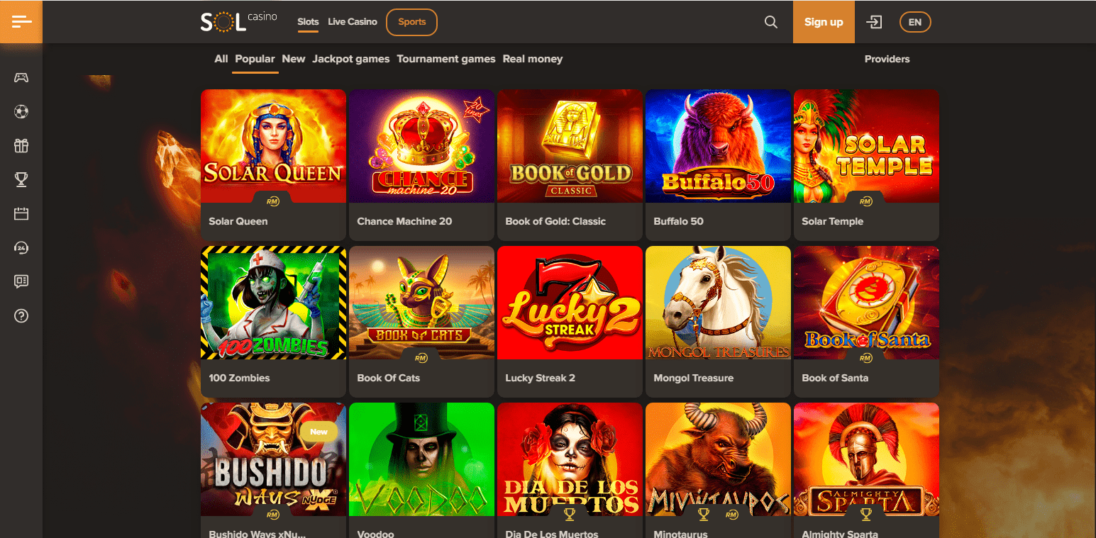 Sol Casino Gaming Selection